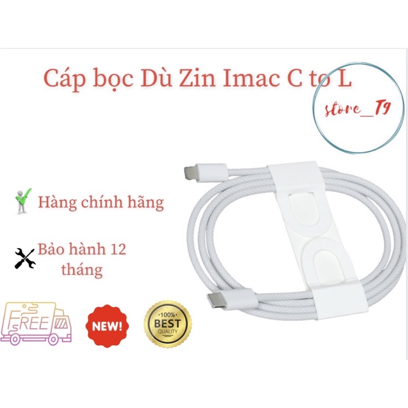 Cáp Dù IP Type-C to Light.ning Zin Bóc Máy - Hàng Chính Hãng - Bảo Hành 12 Tháng