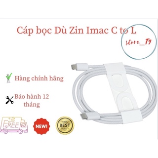 Cáp dù ip type-c to light.ning zin bóc máy - hàng chính hãng - bảo hành 12 tháng