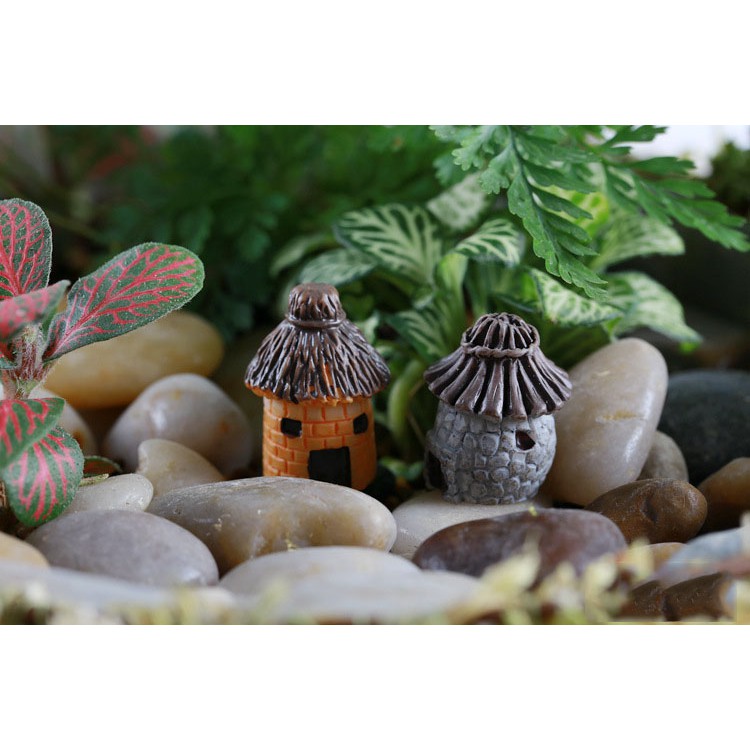 Tiểu cảnh mini Terrarium ❤️ Nhà cổ thổ dân mini trang trí sen đá, sân vườn, bể cá, bể terrarium