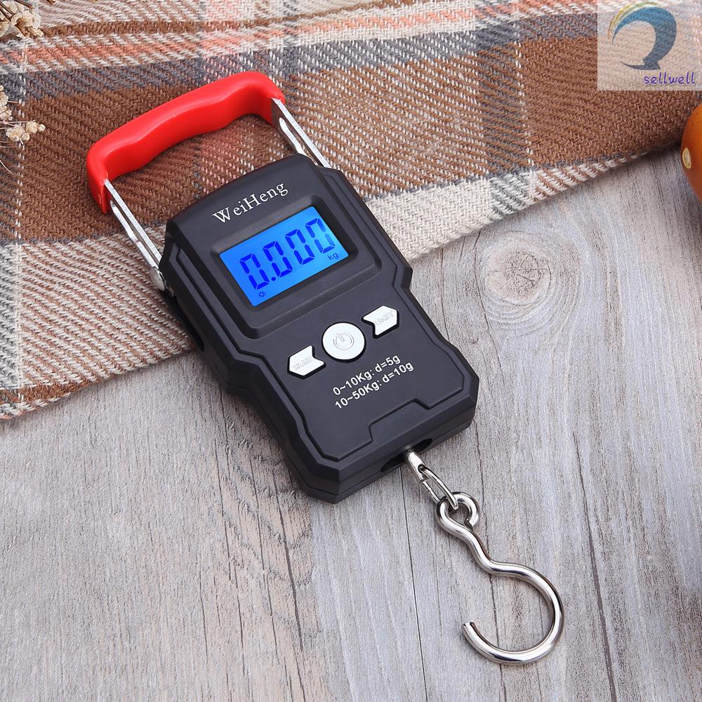 Cân Điện Tử Mini 50kg / 5g Màn Hình Lcd Có Móc Câu Cá Tiện Dụng