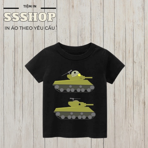Áo thun bé trai và bé gái in hình hoạt hình Xe Tăng, chất liệu cotton thoáng mát, hình in PET rất đẹp SSSHOP 06