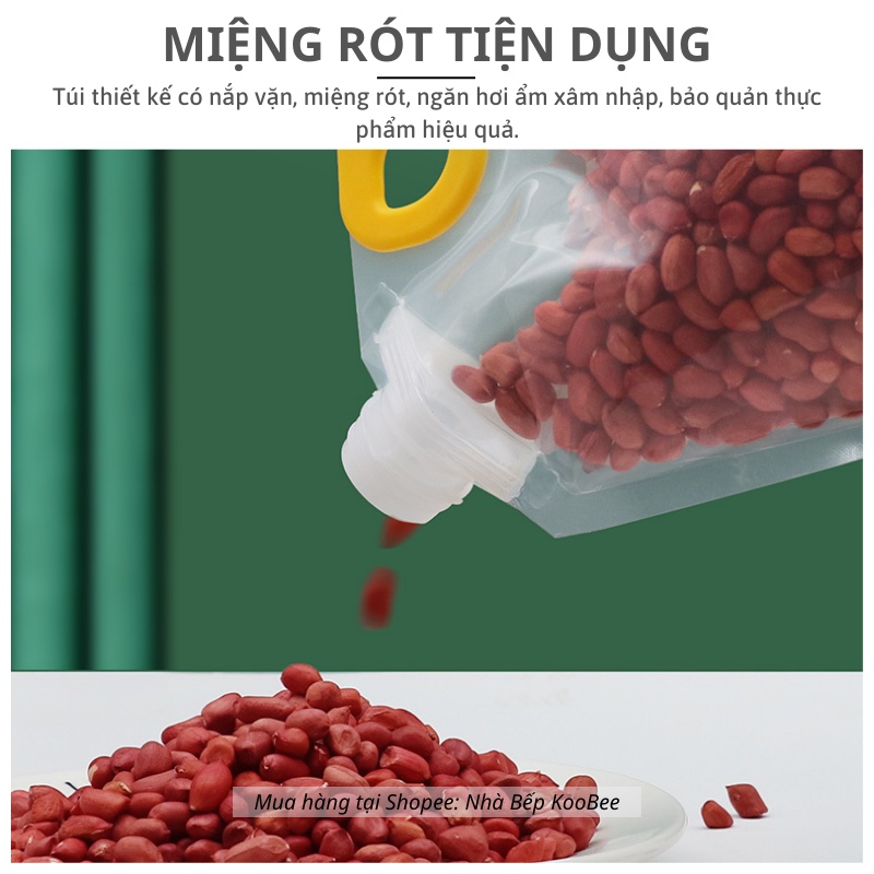 Túi đựng thực phẩm hạt khô ngũ cốc KOOBEE có tay cầm nắp đậy chống ẩm tái sử dụng nhiều lần (NB66)