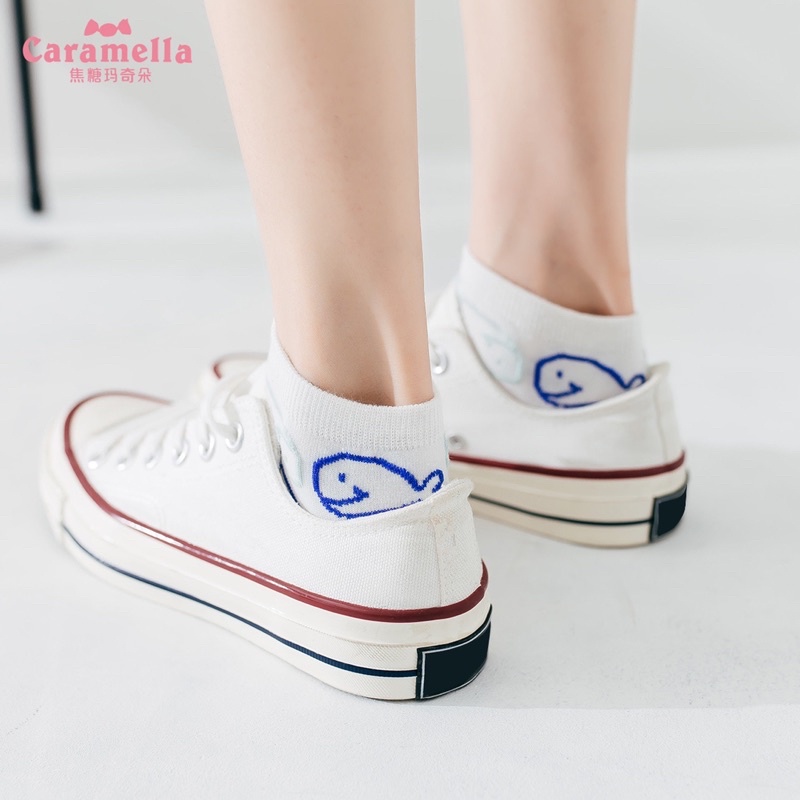 Set 4 đôi tất nữ cún Caramella tặng kèm hộp hoặc túi zip xinh phong cách Hàn Quốc