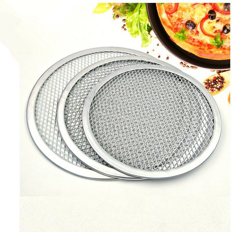 Aluminum Round Pizza Baking Tray DIY Pizza Screen Baking Tray Metal Net Non-stick Mold For Oven