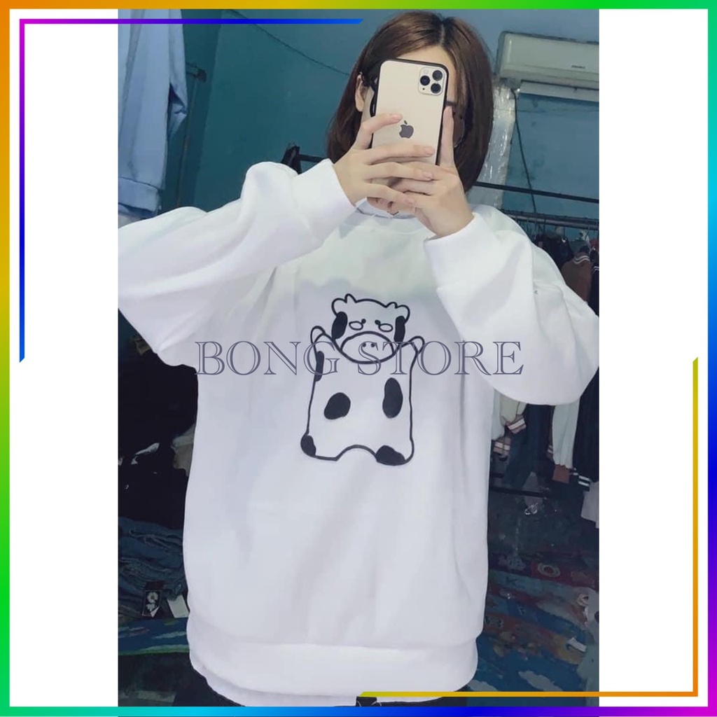 Áo sweater nữ, Áo hôdie nữ nỉ in hình bò sữa siêu đẹp siêu hot | BigBuy360 - bigbuy360.vn