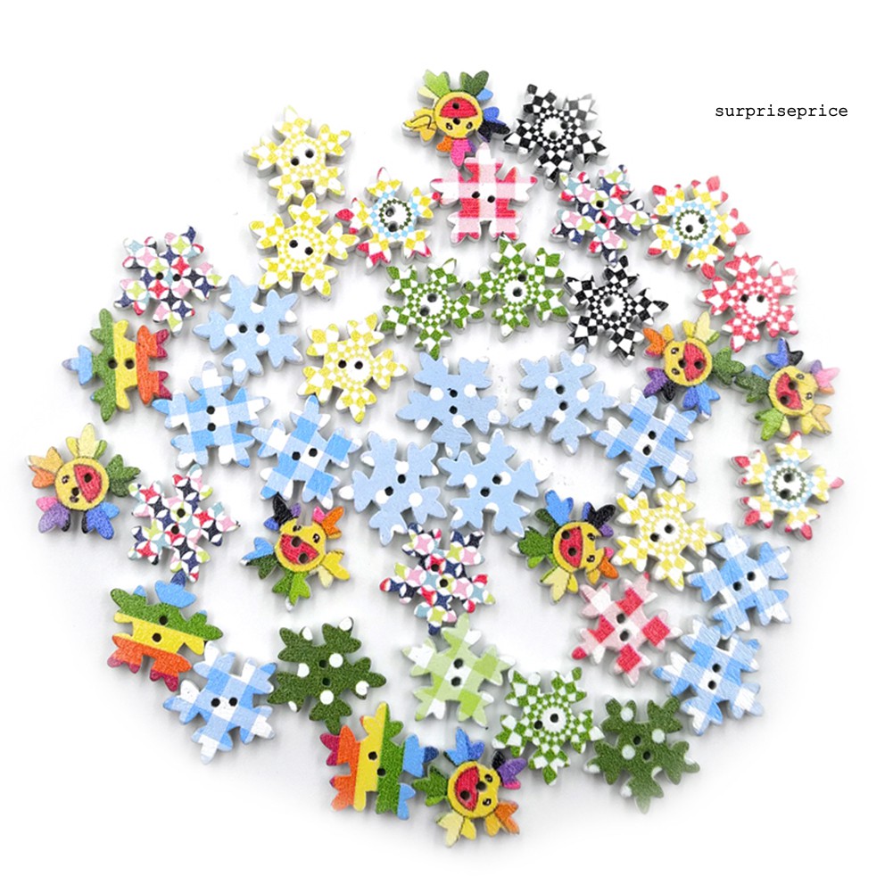 100 Khuy Gỗ Hình Bông Tuyết