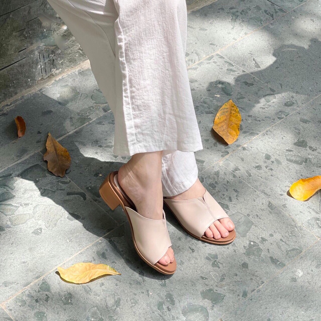 Dép Nữ Cao 3cm Da Thật Dép Quai Ngang Nữ