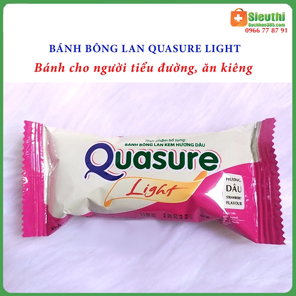 Bánh bông lan Quasure Light hương Dâu dành cho người tiểu đường ăn kiêng hộp 126g Siêu Thị Sức Khoẻ 365