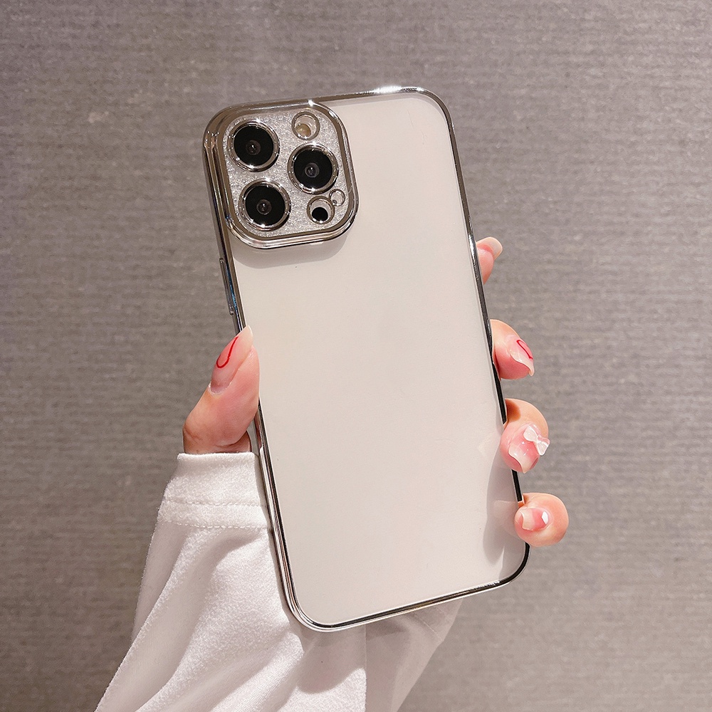 Ốp Điện Thoại Mềm Trong Suốt Lấp Lánh Chống Sốc Bảo Vệ Lens Cho iPhone 14 13 12 11 Pro Max XS XR X 8 7 Plus + SE 2020