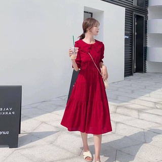 Đầm đỏ cổ bèo 3 tầng(ảnh thật cuối)