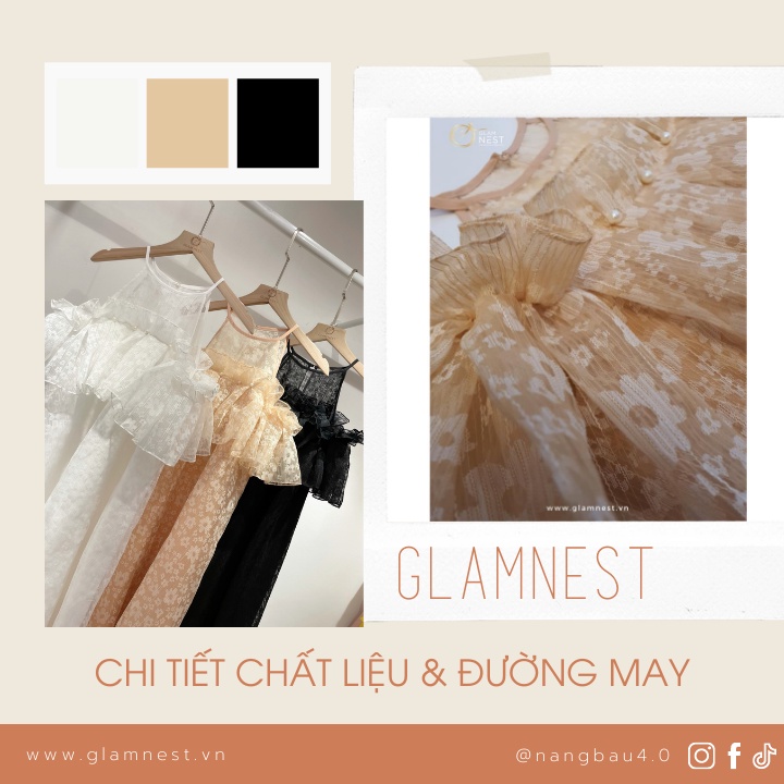 Váy Bầu Dự Tiệc Đầm Bầu Du Lịch Mùa Hè Ren Mát Glam Nest VN018