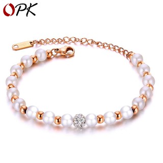 Vòng Tay Chuỗi Ngọc Trai Đính Kim Cương Nhân Tạo Cho Nữ