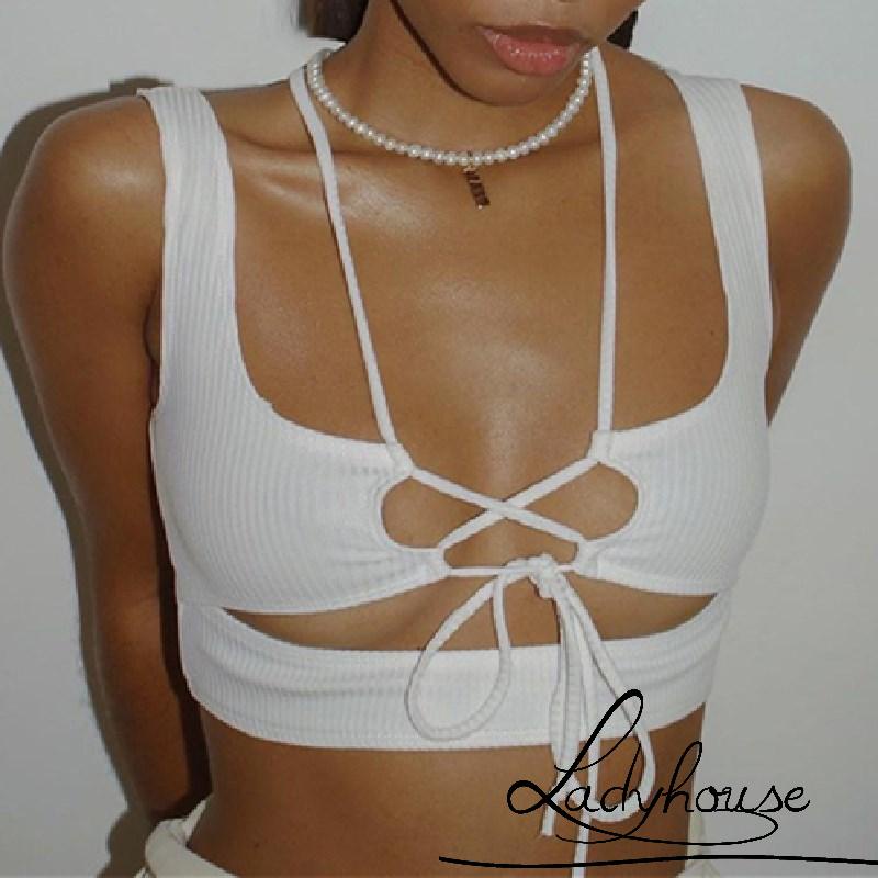 Áo Croptop Hai Dây Cổ Chữ V Màu Trơn Thời Trang Gợi Cảm Cho Nữ