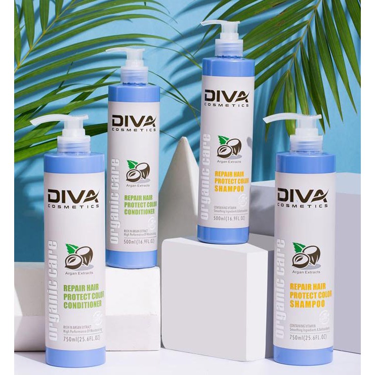 Bộ Dầu Gội DIVA Xanh Phục Hồi Siêu Mềm Mượt 750ml