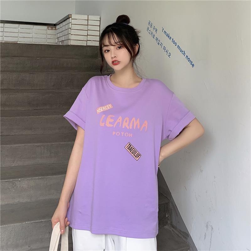 100% cotton 2021 new summer short sleeve T-shirt women's loose fit Korean versatile half sleeve top