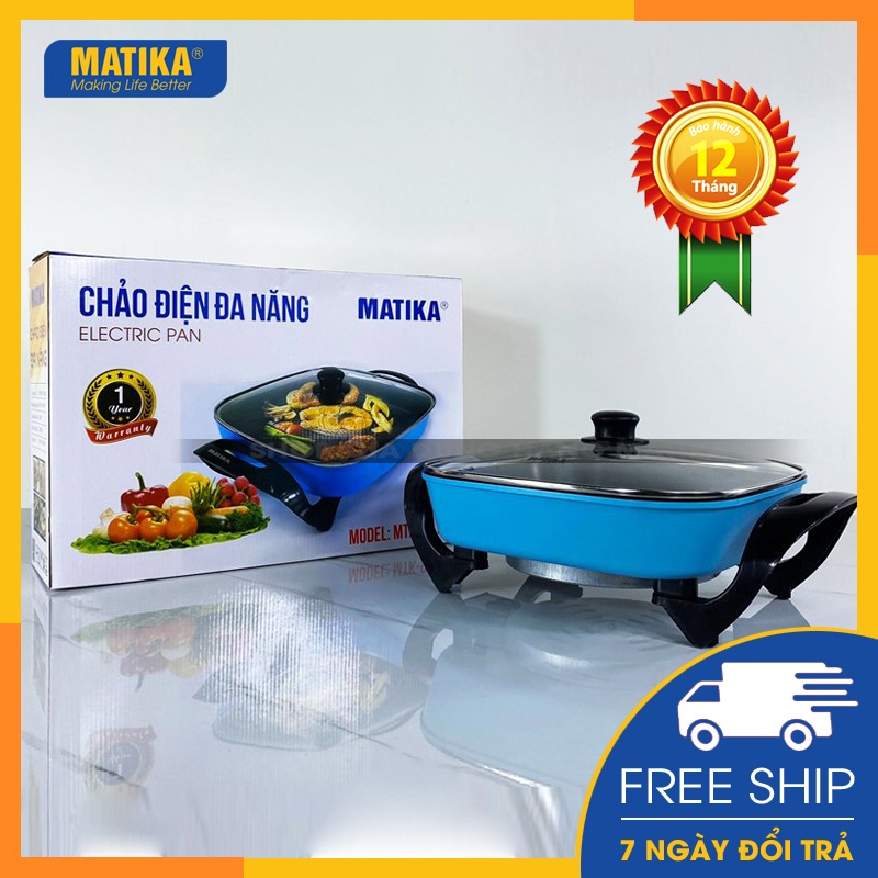 Chảo điện đa năng  MATIKA  lẩu điện công suất 1500w chống dính MTK-9015