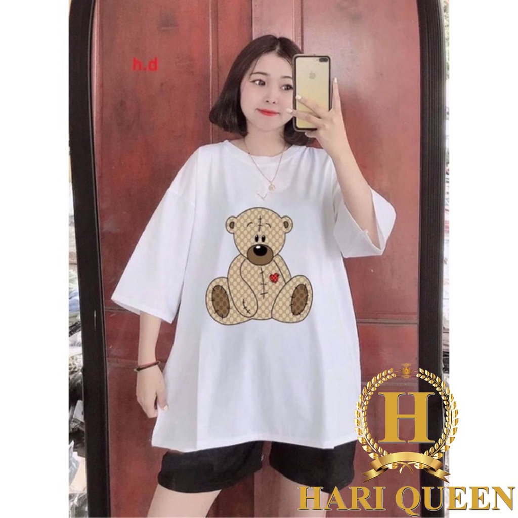 Sét bộ áo gấu nâu + quần đùi trơn HARI