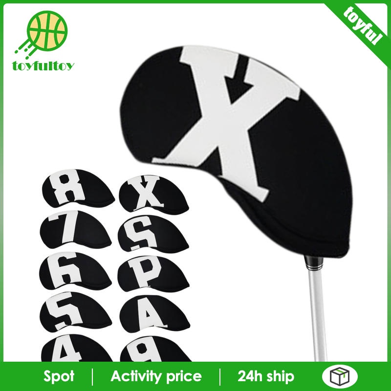 Set 10 Vỏ Bọc Đầu Gậy Đánh Golf 4,5,6,7,8,9,A,x Màu Trắng