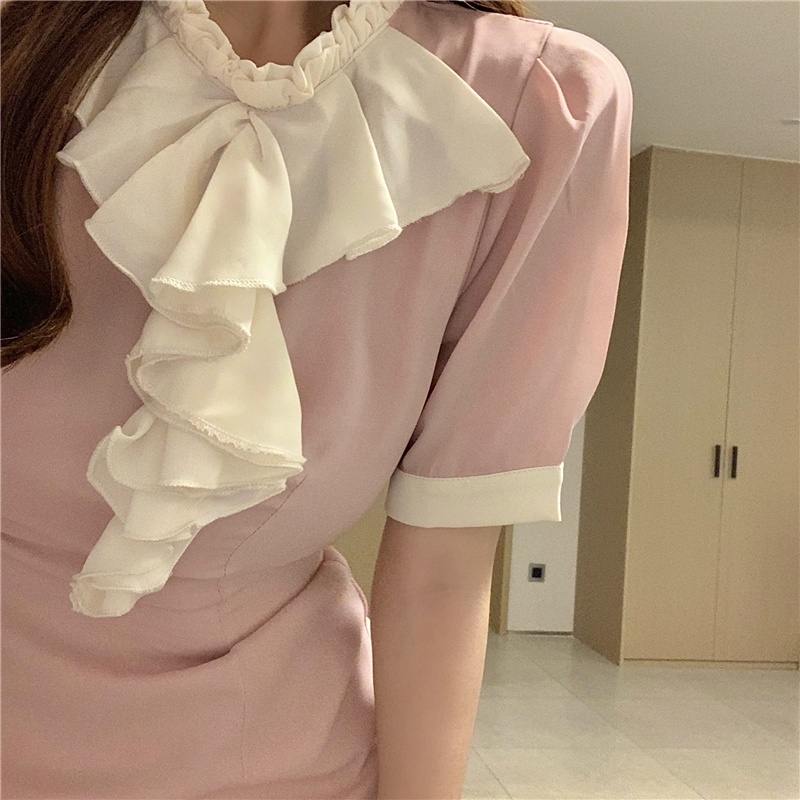 Đầm Chiffon Xếp Ly Viền Bèo Phong Cách Retro Ngọt Ngào Mới