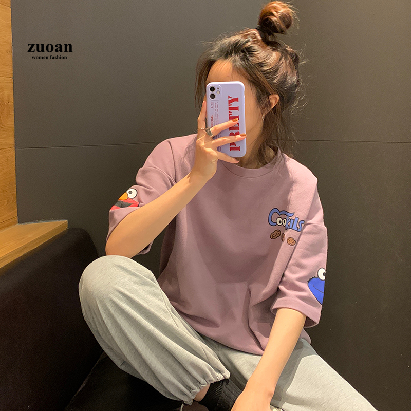 SUXI Áo Thun Nữ Ngắn Tay In Hình Hoạt Hình