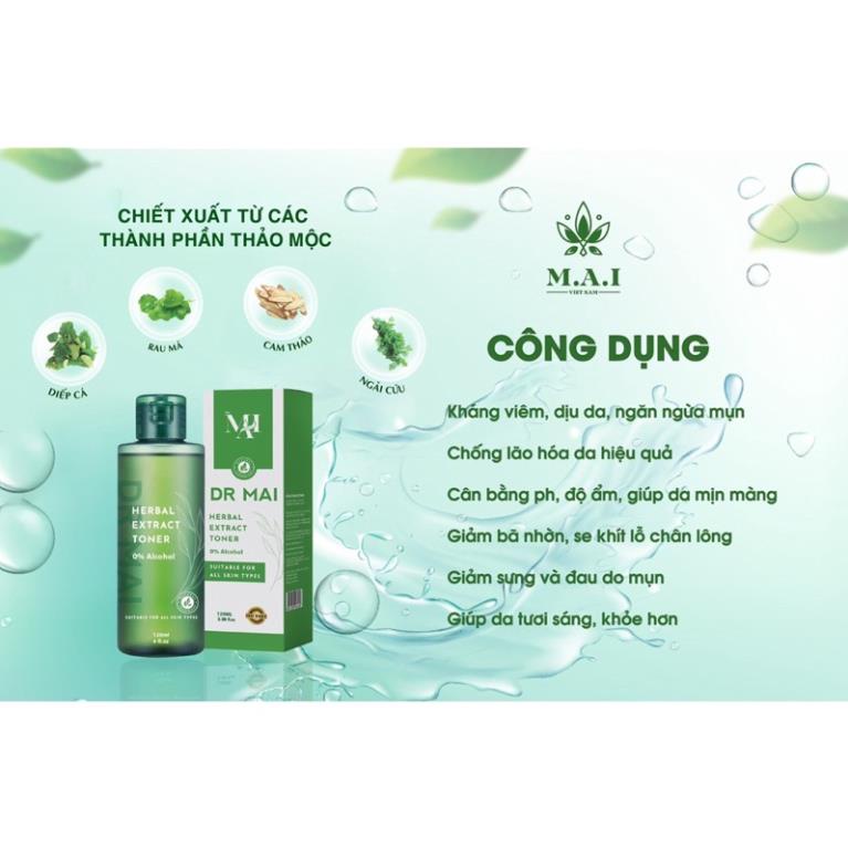 Dr Mai, Toner Dr Mai, Nước Hoa Hồng 120ml dưỡng ẩm dành cho da mụn, da nhạy cảm