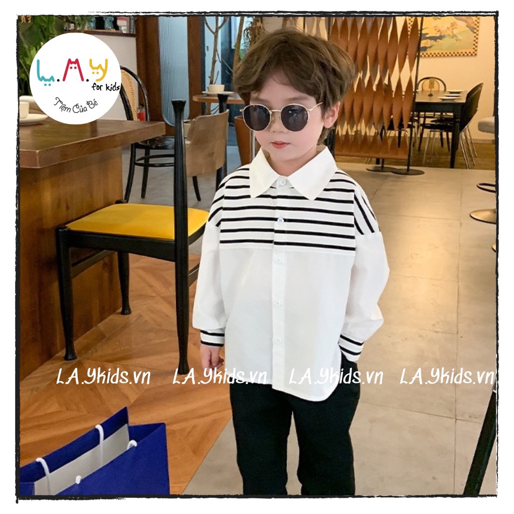 Áo Đôi Sơmi Bé Trai Áo Váy Bé Gái Cải Kẻ Đen Trắng L.A.Y kids