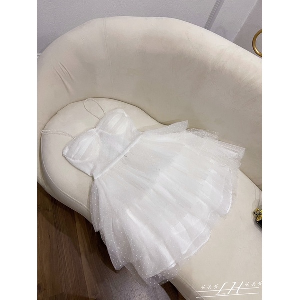 Đầm cup ngực ren bi chân tầng