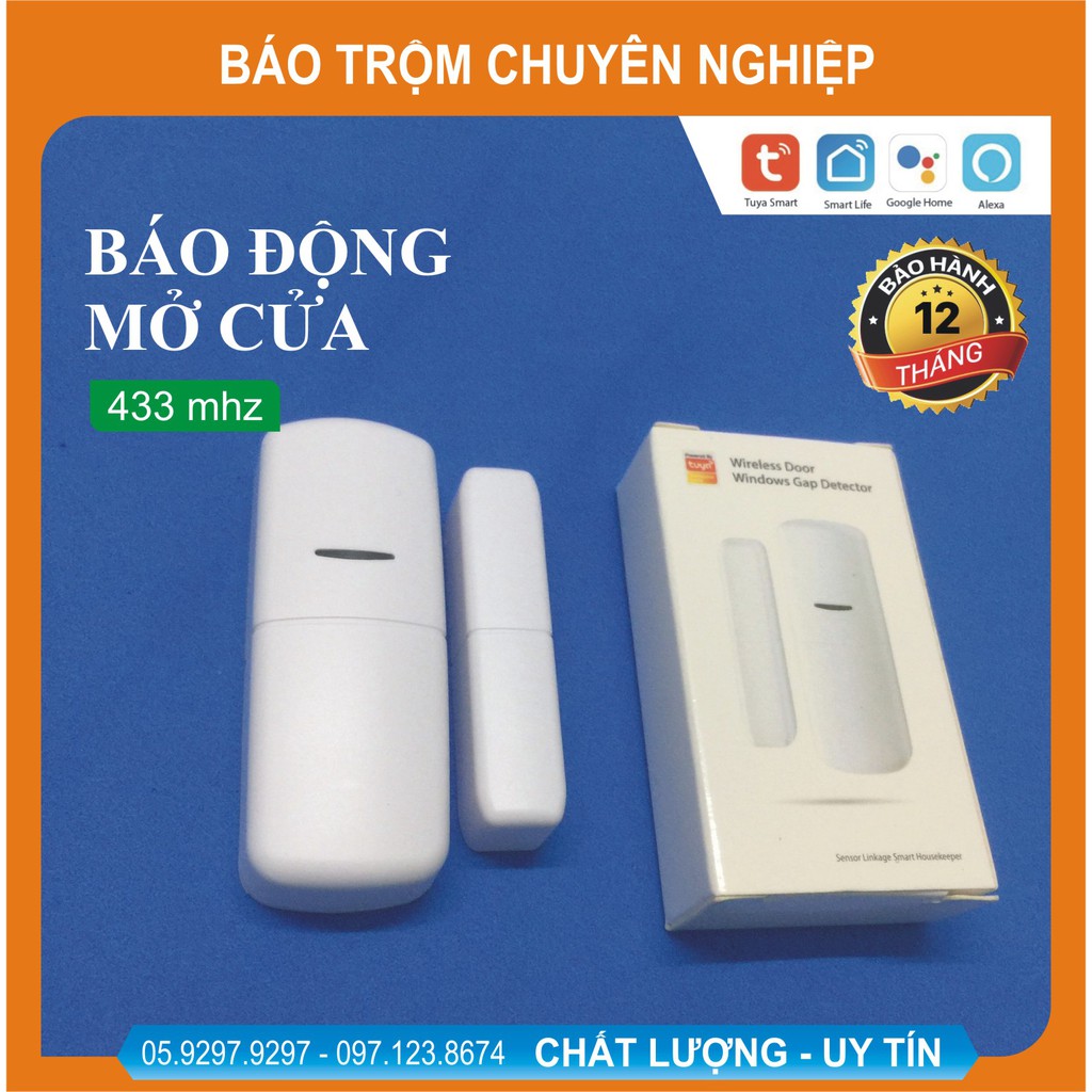 Báo động trộm mở cửa RF 433MHz Tuya, Smart Life, Smart Host ( CẦN CÓ BỘ BÁO ĐỘNG TRUNG TÂM ĐỂ KẾT NỐI SẢN PHẨM)