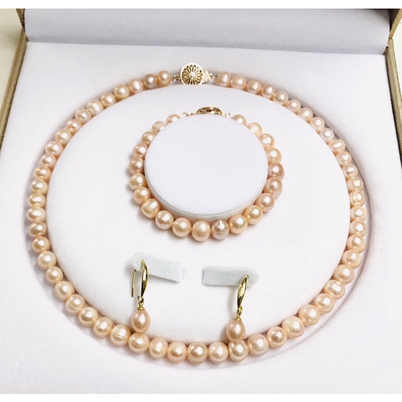 Bộ trang sức màu cam 3 món size 8ly