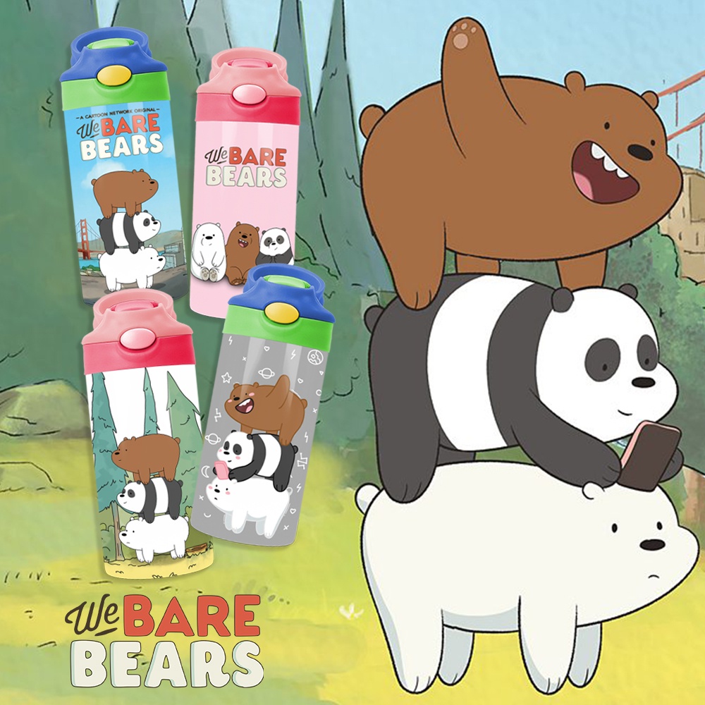 Bình Uống Nước Giữ Nhiệt Cho Bé Có Ống Hút Hình We Bare Bears - Tỉ Mỉ Studio - Mã 0707KT01