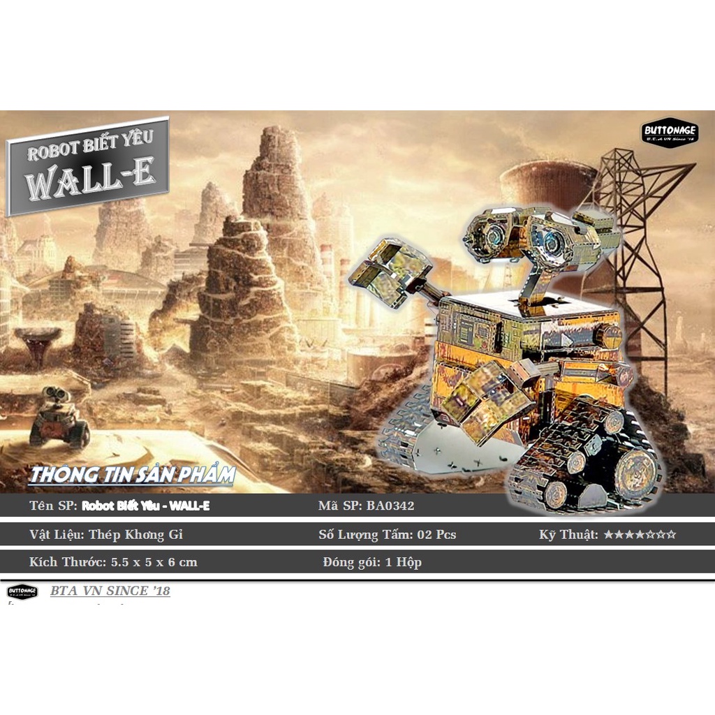 Mô Hình Lắp Ráp 3d Robot Biết Yêu - WALL-E