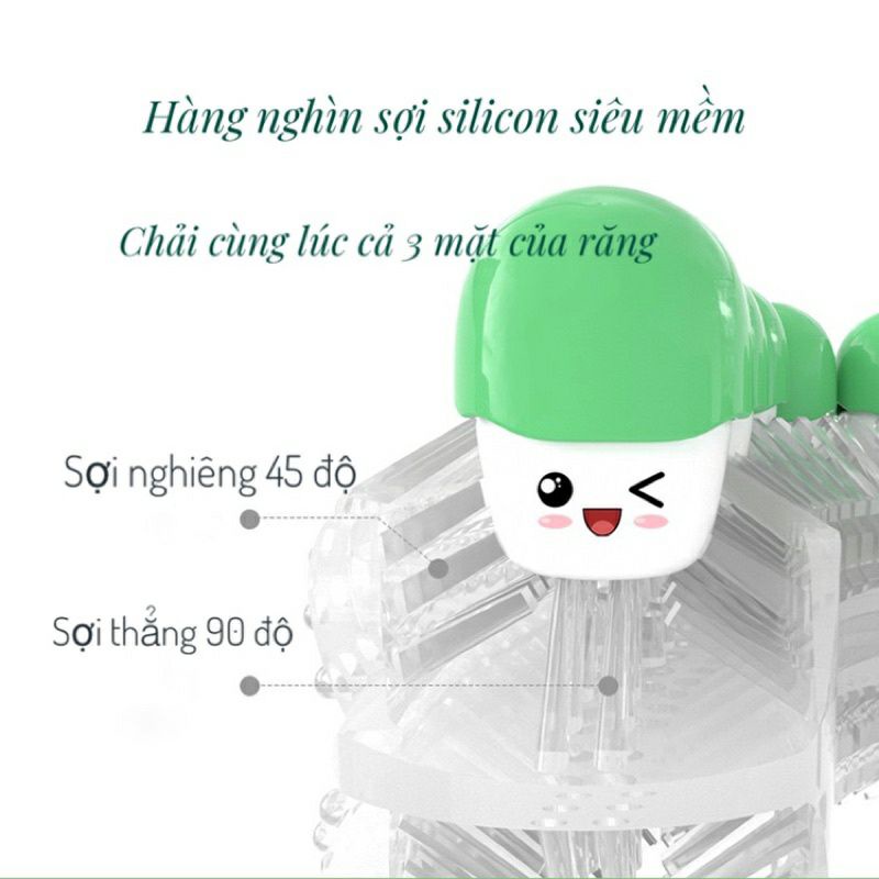 Bàn chải chữ U silicone cho bé đánh răng, hình khủng long xinh xắn