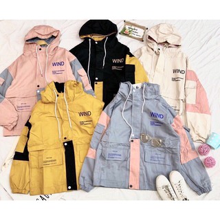 Áo khoác KAKI WIND form rộng có nón chống nắng nam nữ đi học ❤️ Hàn Quốc VIVU123STORE KAK015
