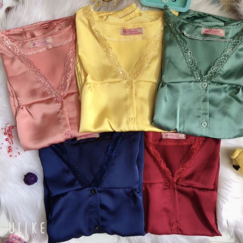 ( có túi quần) Bộ ngủ lụa satin đùi phối ren babydoll | BigBuy360 - bigbuy360.vn