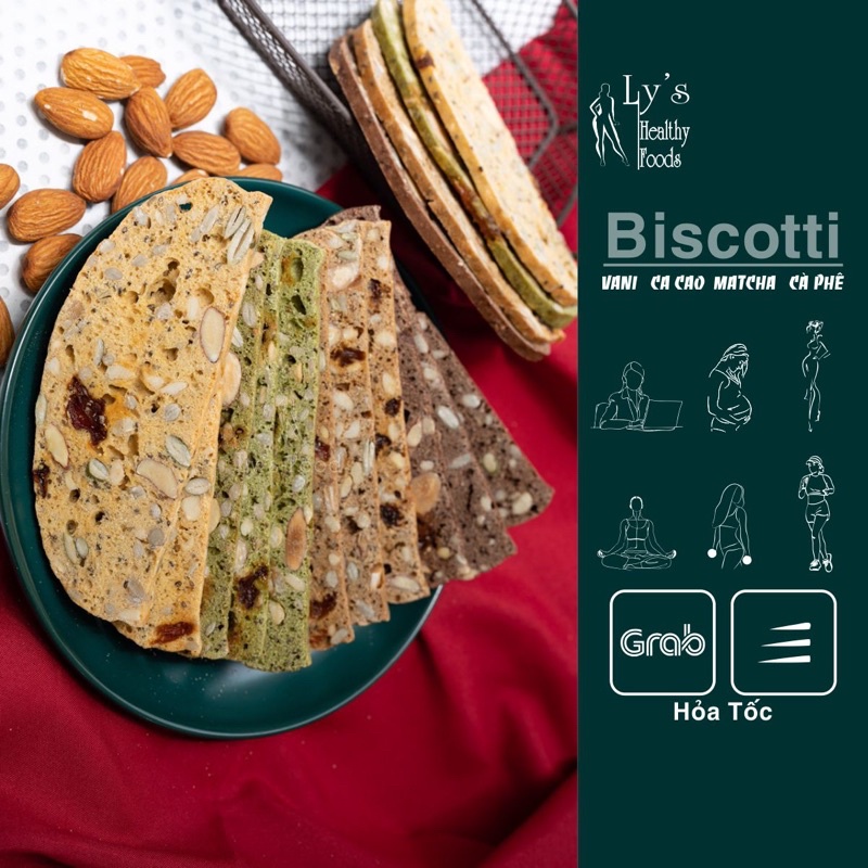 [Mã GROADO1 giảm 10K đơn 50K] Bánh Biscotti Ăn Kiêng Nguyên Cám | Bánh Hạt Giảm Cân | Bánh Mix Hạt Dinh Dưỡng - Lys Food