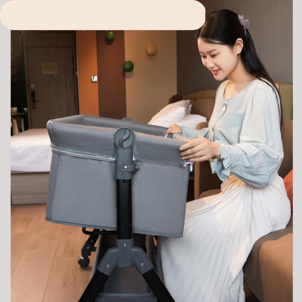 Nôi cho bé ghép cạnh giường bố mẹ tăng chỉnh được chiều cao, Shop Bố Sam, Nôi trẻ em gấp gọn tặng nệm, giường cho bé