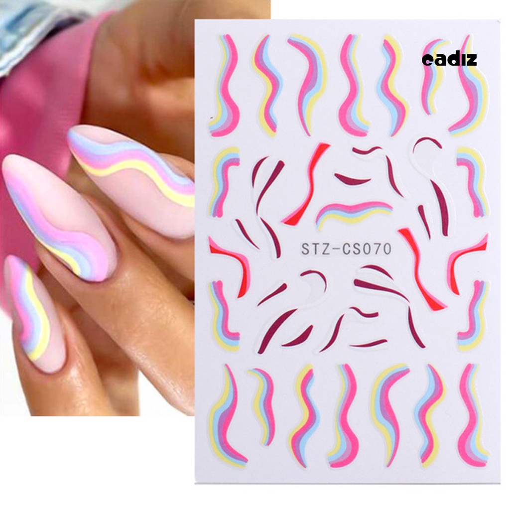 Bộ 7 Miếng Dán Móng Tay Họa Tiết Hình Học 3D Siêu Mỏng