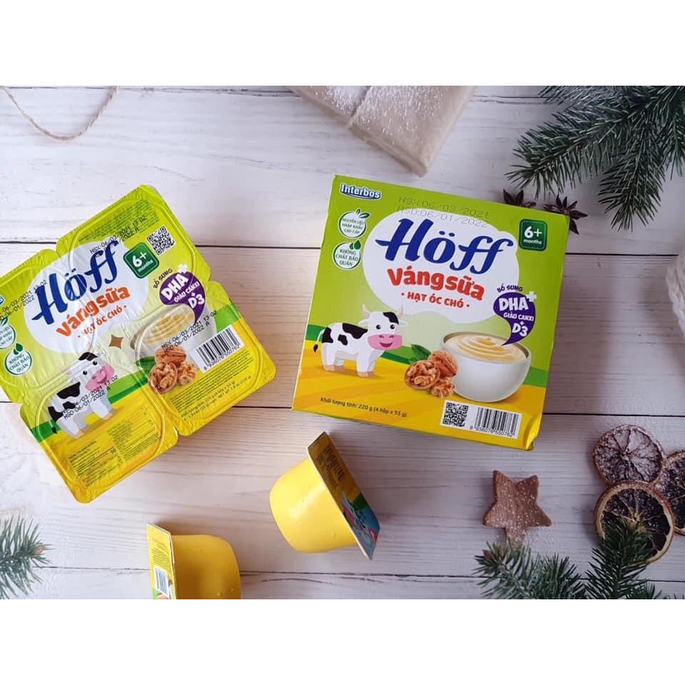 Váng sữa Hoff cho bé ăn dặm từ 6m+ sữa non / óc chó / vani / hạt dẻ