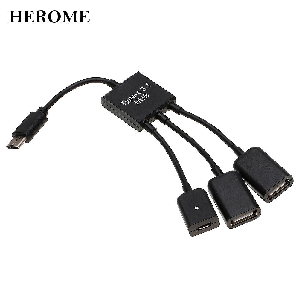 Bộ Chia 2 Cổng Usb 2.0 Loại C 3.1 Sang 2 Cổng Micro Usb 2.0 Tiện Dụng