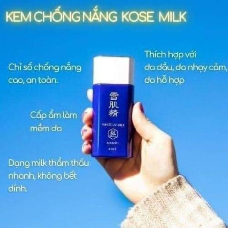 [Date Mới 2024]KEM CHỐNG NẮNG KOSE MILK 55ml