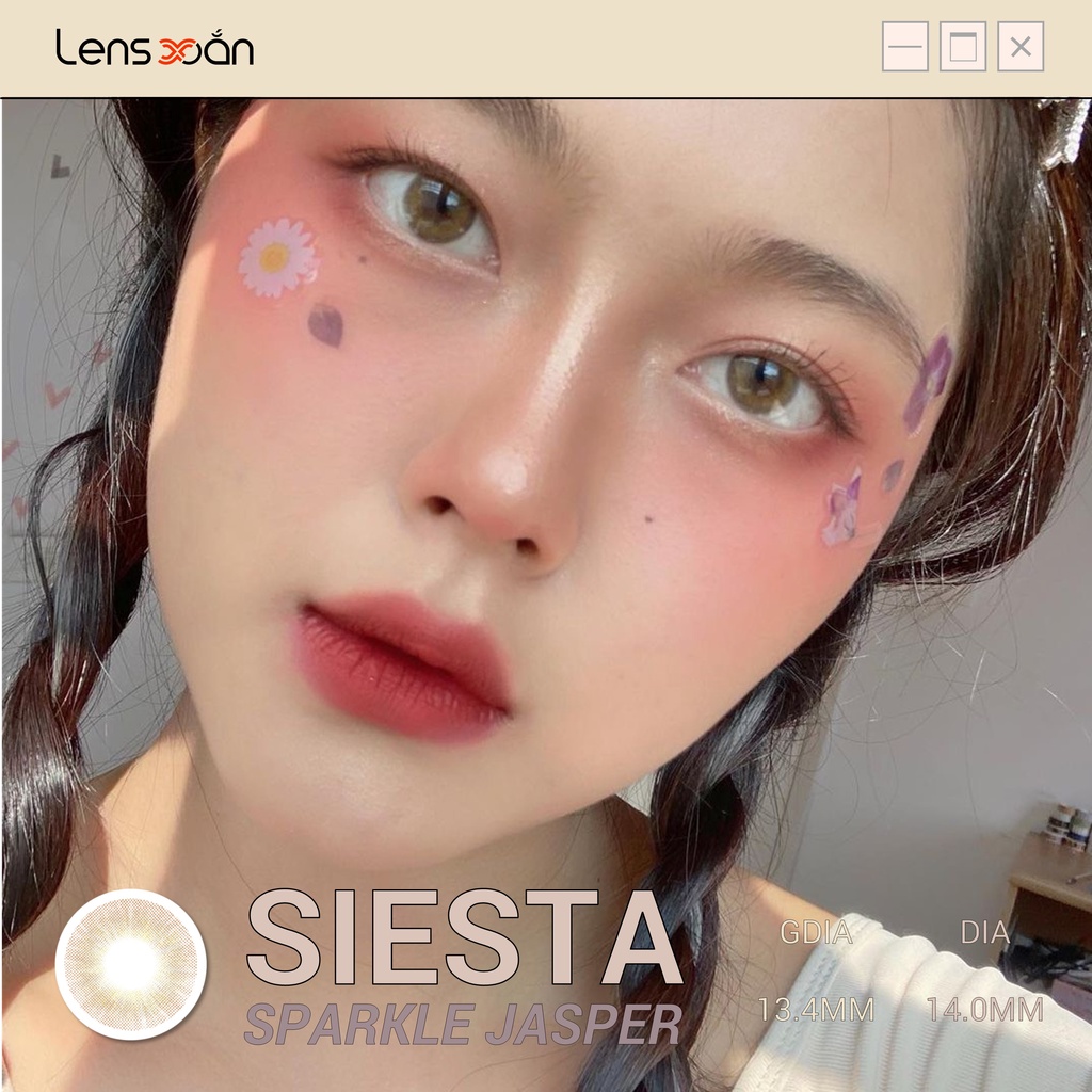 KÍNH ÁP TRÒNG SIESTA SPARKLE JASPER CỦA COLOR CL: Lens PC Hydrogel nâu nhũ sáng tây không viền | Lens Xoắn (GIÁ 1 CHIẾC)