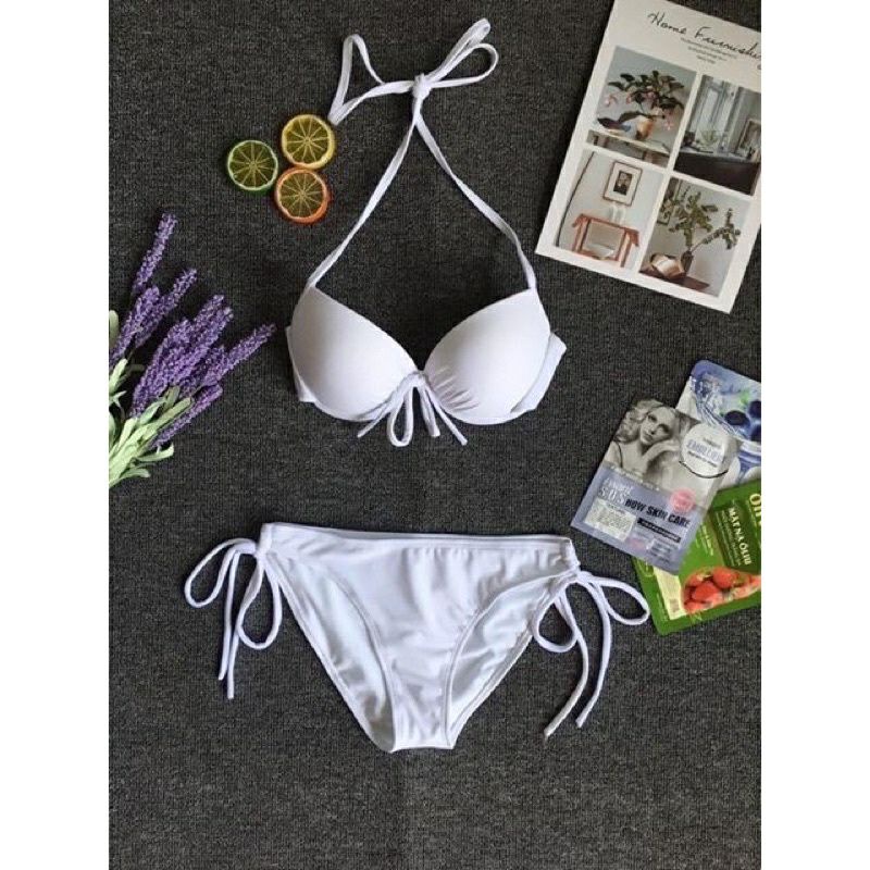 Bikini đồ bơi 2 mảnh gọng cột nơ nâng mút dày dáng basic