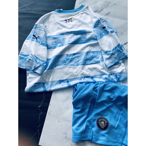 Set Bộ quần áo bóng đá thể thao nam nữ clb manchester city mùa giải 2022 2023 áo xanh trắng quần xanh logo thêu đầy đủ