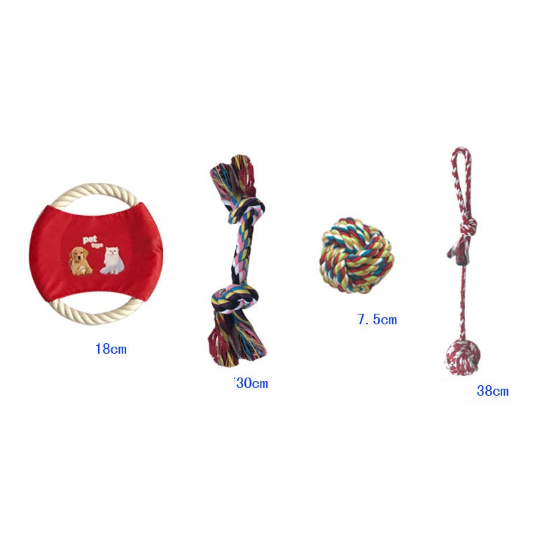 Doremiu- Bộ đồ chơi cho chó 4 món xịn xò (gồm bóng thừng tập cắn và đĩa bay thừng)