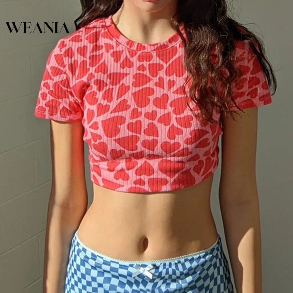 Áo Thun Tay Ngắn In Hình Trái Tim Thời Trang Mùa Hè Dành Cho Nữ