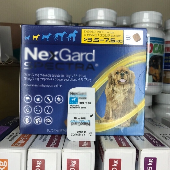Sản phẩm ve ,rận .tẩy zun chó ( 1 viên ) Nex_Gard Spectra 3,5-7,5kg -Hàng Pháp