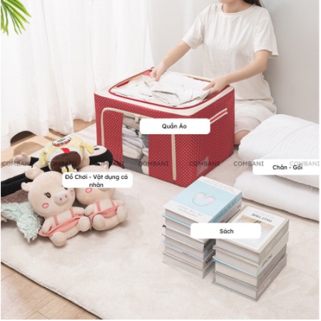 [Bao Giá SHOPPE] Túi Đựng Quần Áo Chăn Màn Khung Thép Vải Cỡ Lớn, Thùng Vải Đựng Đồ Đa Năng Gấp Gọn