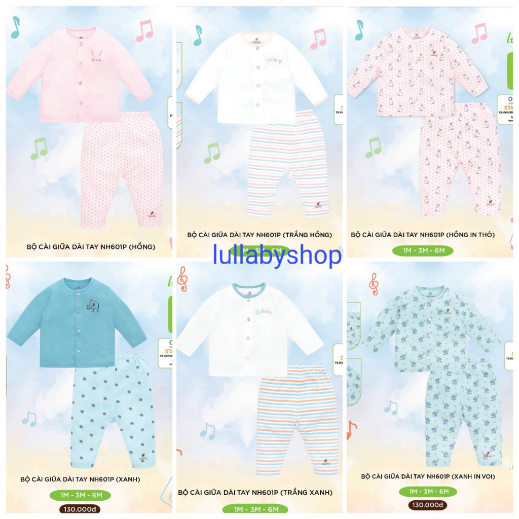 Bộ sơ sinh cài giữa Lullaby, quần áo sơ sinh vải peptit cao cấp