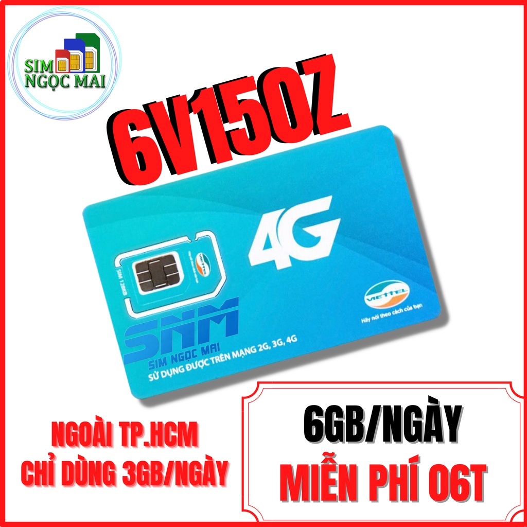 (FREE 12T) Sim 4G Viettel V150Z - V120N Trọn Gói 1 Năm - 16Tháng - 6GB/NGÀY - 1800GB / NĂM - Miễn Phí Gọi - Sim Ngọc Mai