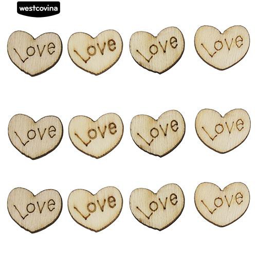 Set 100 Nút Gỗ Hình Trái Tim Xinh Xắn Dùng Để Trang Trí Đồ Thủ Công
